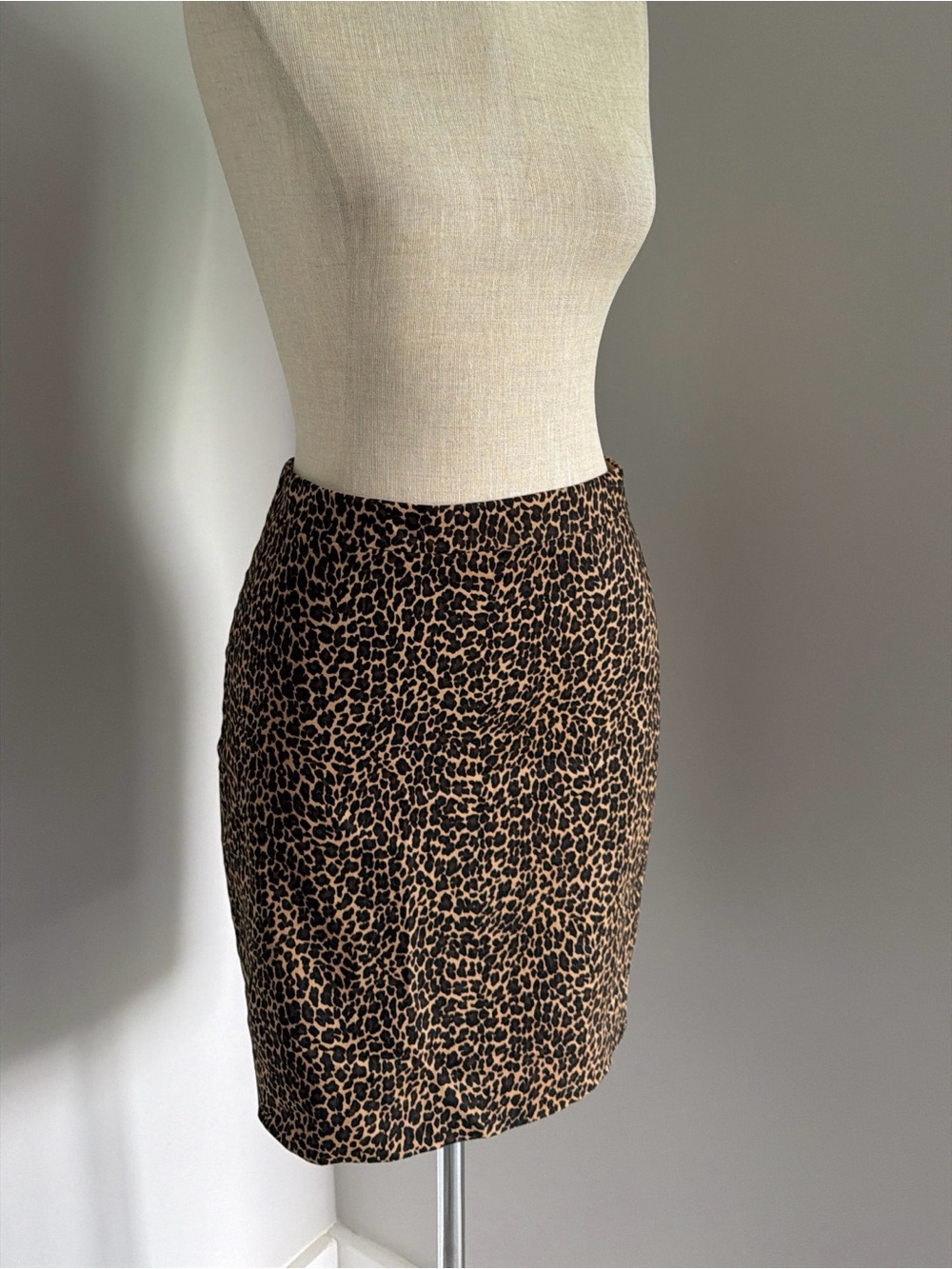 J.CREW Brown Black Leopard Twill Lined Stretch Pencil Skirt Zip, 00P NWT